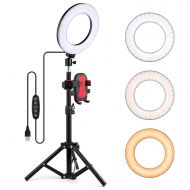 6 Selfie Ring Light with Tripod Stand Phone Holder Stand Live Stream Makeup, OldShark Dimmable Circle Lights LED Lighting 3200K-6500K Softlight for YouTube Vlogging Video Photograp