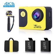 Old Shark C70 Action Camera 4K WiFi 20MP Waterproof Sports Cam 170 Degree Ultra Wide-Angle Ultra HD Sony Sensor with 2 Rechargable Batteries, Selfie Stick and Full Accessory Kits
