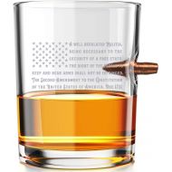 [아마존베스트]Old Southern Brass 2nd Amendment American Flag - .308 Real Solid Copper Projectile Hand Blown Old Fashioned Whiskey Rocks Glass