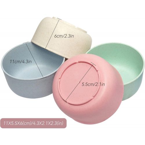  [아마존베스트]Old Tjikko Snack Bowls,Set of 4 Rice Bowls,100% BPA-Free Wheat Straw Fiber Snack Bowls,Eco-friendly Safe Kitchen Bowl for Children Adult Support Microwave(14 oz-4pack)