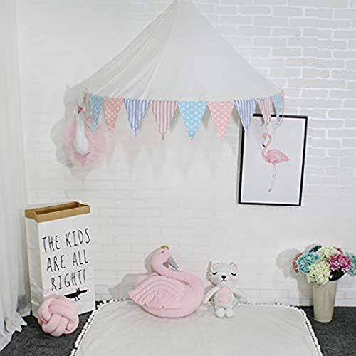  [아마존베스트]OldPAPA Bed Canopy Lace Mosquito Net with Gauze Curtain Unique Pendant Play Tent Bedding for Kids Playing Reading with Children Round Dome Netting Curtains Baby Boys Girls Room Dec