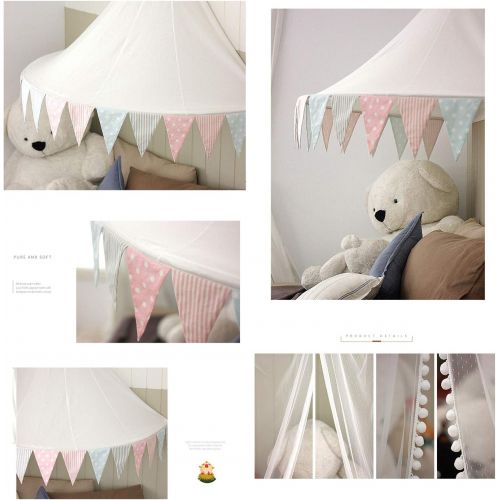  [아마존베스트]OldPAPA Bed Canopy Lace Mosquito Net with Gauze Curtain Unique Pendant Play Tent Bedding for Kids Playing Reading with Children Round Dome Netting Curtains Baby Boys Girls Room Dec