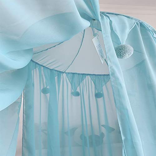  [아마존베스트]OldPAPA Princess Bed Canopy with Pom Pom Chiffon Hanging Mosquito Net for Kids Indoor Outdoor Castle Play Tent Hanging House Decoration Reading Nook