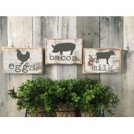 OldSouthDesignCo farmhouse kitchen decor. Farmhouse animals. Cow, pig, chicken