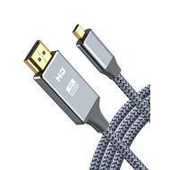 4K Micro HDMI to HDMI Cable Adapter 10FT, Oldboytech Micro HDMI Cable Nylon Braid (Male to Male) 4K@30HZ/3D Grey Compatible with Hero 8/7/6/5, Raspberry Pi 4, A6000, A6300, Nikon C