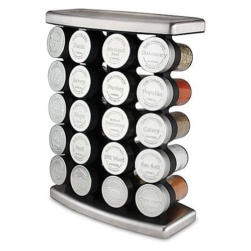  Olde Thompson 20 Jar Traditional Spice Rack, Stainless steel 10 L x 5 W x 13 H Holds up to 20 spices