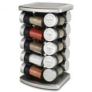 Olde Thompson 20 Jar Embossed Revolving Spice Rack,Stainless steel | 7.5 L x 7.5 W x 13 H | Holds up to 20 spices