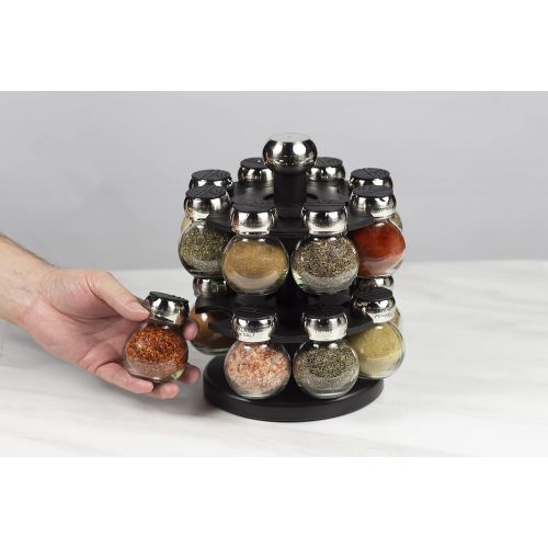  Olde Thompson Since 1944 Olde Thompson 16-Jar Labeled Orbit Spice Rack Jars & Rack