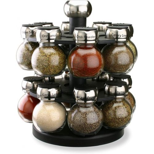  Olde Thompson Since 1944 Olde Thompson 16-Jar Labeled Orbit Spice Rack Jars & Rack