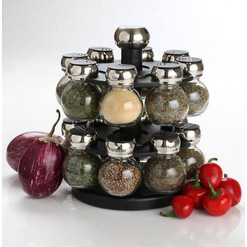  Olde Thompson Since 1944 Olde Thompson 16-Jar Labeled Orbit Spice Rack Jars & Rack