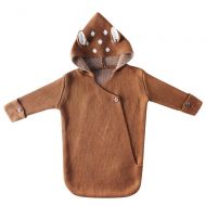 Oldeagle Newborn Baby Hooded Deer Ear Knitted Dot Blanket Sleeping Bag Swaddle Wrap for Baby Girl Boy