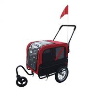 Oldzon oldzon 2-in-1 Dog Pet Bicycle Trailer/Stroller with Swivel Wheel - Red/Black with Ebook