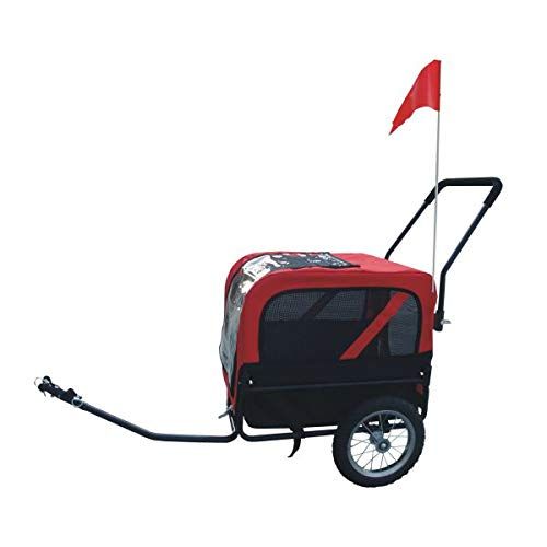  Oldzon oldzon 2-in-1 Dog Pet Bicycle Trailer/Stroller with Swivel Wheel - Red/Black with Ebook