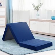 Olee Sleep Tri-Folding Memory Foam Topper, Blue, 4 H