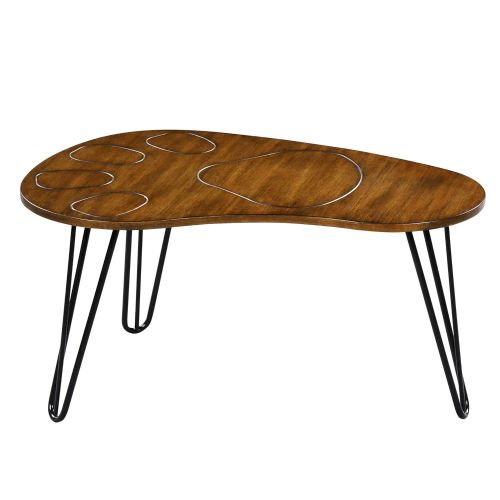  Olee Sleep Wood Coffee Table/Boomerang Design (Rustic Brown)