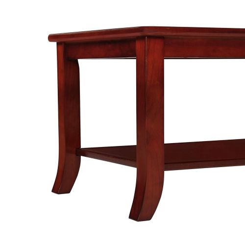  Olee Sleep 18 Genoa Rectangular Natural Marble Top Solid Wood Edge Coffee Table/End Table/Side Table/Office Table/Computer Table/Vanity Table/Dressing Table, Black (Red) 18TB09D