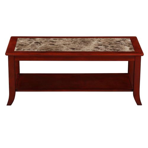  Olee Sleep 18 Genoa Rectangular Natural Marble Top Solid Wood Edge Coffee Table/End Table/Side Table/Office Table/Computer Table/Vanity Table/Dressing Table, Black (Red) 18TB09D