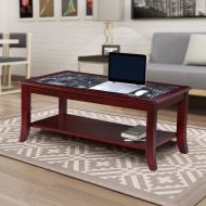 Olee Sleep 18 Dark Emperador Natural Marble (from Italy) Top Solid Wood Edge Coffee Table/End Table/Side Table/Office Table/Computer Table/Vanity Table/Dressing Table, (Black/Cherr
