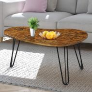 Olee Sleep Wood Coffee Table/Hairpin Steel Leg (Rustic Brown)