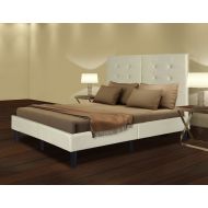 Olee Sleep Faux Leather Wood Slate Folding Platform Bed Frame Burton Grey