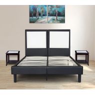 Olee Sleep Faux Leather Wood Slate Folding Platform Queen Bed Frame