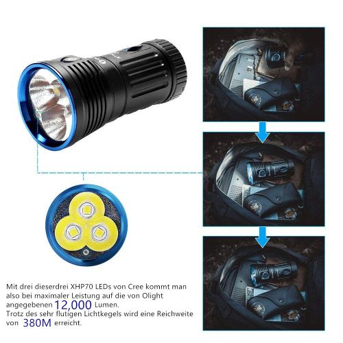  [아마존 핫딜]  [아마존핫딜]Olight OLIGHT X7R Super Bright Leistungsstarke Taschenlampe, Cree LED 12000 Lumen, USB-Schnellladegerat fuer Typ-C, Ihr bester Camping-Sucher, Rettungs-Taschenlampe, Schwarz