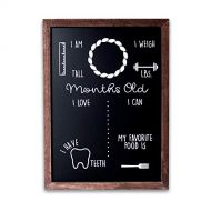 [아마존베스트]Olive & Emma Baby Monthly Milestone Chalkboard | 12 x 16 Wood Framed Reusable Baby Photo Prop Board | New Mom Baby Shower Gift