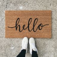 OliveCreativeCompany hello welcome mat | hand painted, custom doormat | cute doormat | outdoor doormat | wedding gift | housewarming gift | Black Friday