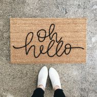 OliveCreativeCompany hello welcome mat | hand painted, custom doormat | cute doormat | outdoor doormat | wedding gift | housewarming gift