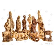 OliveWoodPro Olive wood nativity carved Christmas tree nativity set holy family 37cm - Holy land