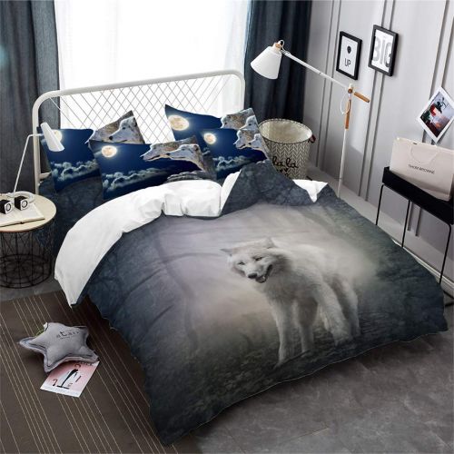  Oliven 3D Wolf Bedding Set Full Size Breathable Bed Cover Full Boys Kids Gifts Home Decor