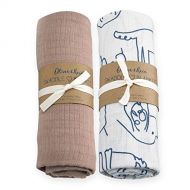 Oliver & Rain - Taupe and Dog Print Swaddle 2-Pack