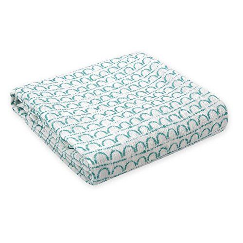  Oliver & Rain - Organic Cotton Muslin Yellow Drop, Teal Pattern, Light Teal, Rain Drop Swaddle...