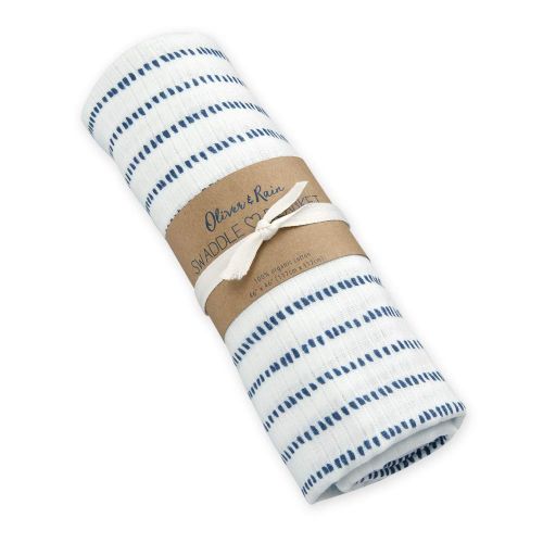  Oliver & Rain Navy/Dog/Dash Stripe Swaddle 3-Pack