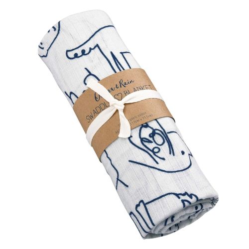  Oliver & Rain Navy/Dog/Dash Stripe Swaddle 3-Pack