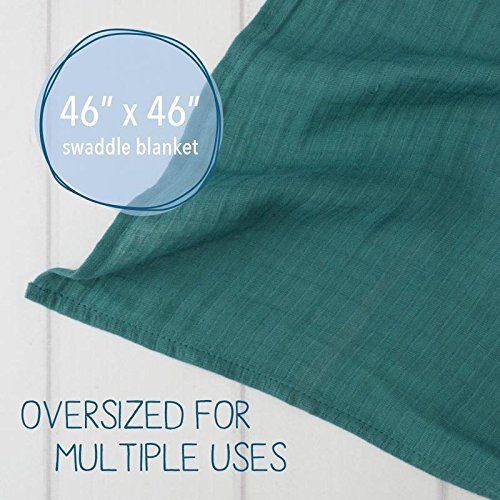 Oliver & Rain - Organic Cotton Muslin Green Stripe and Green Tree Print Swaddle Sampler, NB, 2-Pack