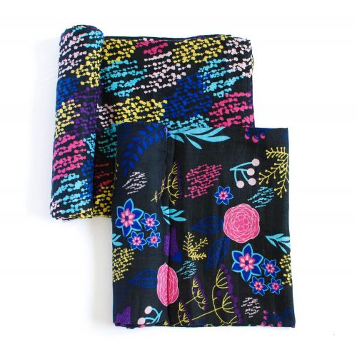  Premium Bamboo Blend Muslin Swaddle Blanket by Oliver + Kit - Pocketful of Posies Design - 2 Pack -...