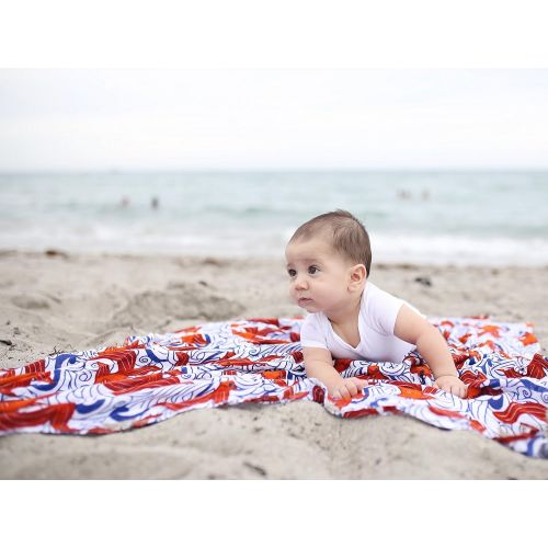 Premium Bamboo Blend Muslin Swaddle Receiving Baby Blanket by Oliver + Kit - Go Fish Design - 2 Pack - Lightweight, Breathable, and Silky Soft - Extra Large - 47” x 47” - Gender Ne