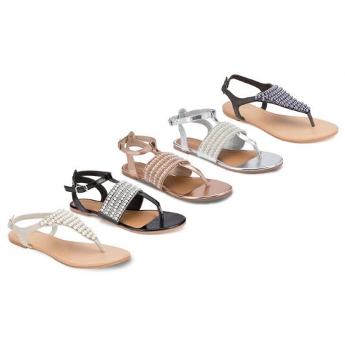  Olivia Miller Pearl Embellished Womens Sandals