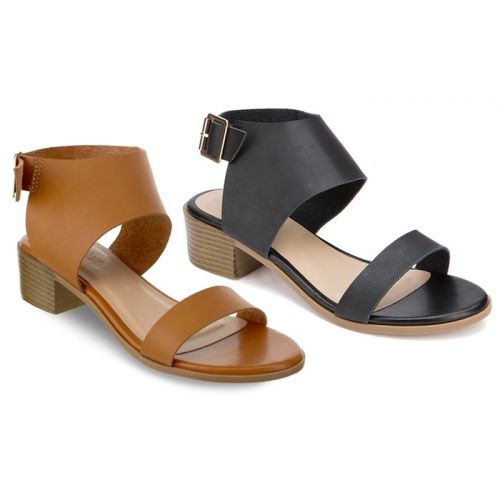  Olivia Miller Cocoa Womens Chunky-Heel Buckle Sandals