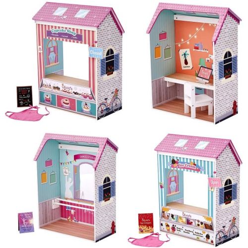  Olivias Little World TD-12641C Convertible Wooden Play House | 4 Scenes Dollhouse with 7 Accessories Classic 18 Doll