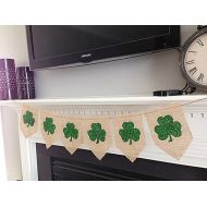 /OliviasSweetLullaby Shamrock Burlap Bunting Banner, St. Patricks Day Decor, Holiday decor, Wall art, Rustic Holiday Decor, Irish Decor, Garland, Photo Prop