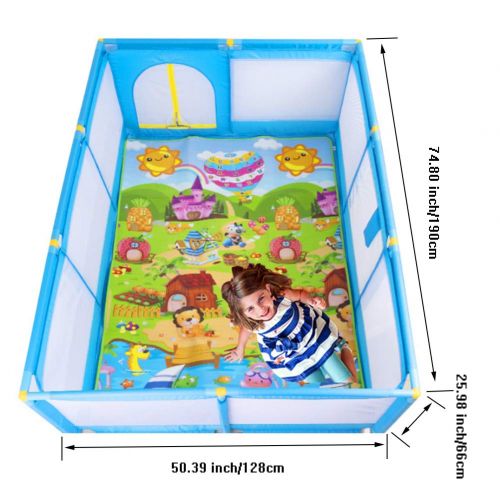 Olpchee Portable Folding Baby Playpen Playard Rectangle Toddlers Play Yard with Door Activity Center Child Play Game Fence (Green)
