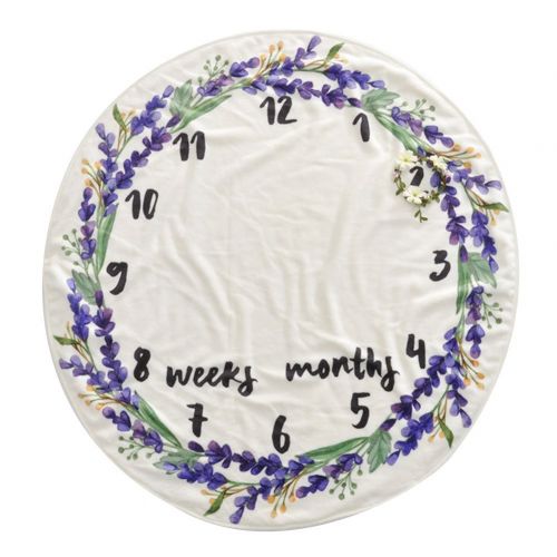  Olpchee Flannel Round 0-1 Years Infant Baby Monthly Swaddle Milestone Blanket for Shower Gift Photography Backdrop (Lavender)