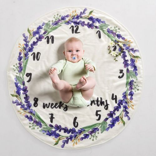  Olpchee Flannel Round 0-1 Years Infant Baby Monthly Swaddle Milestone Blanket for Shower Gift Photography Backdrop (Lavender)