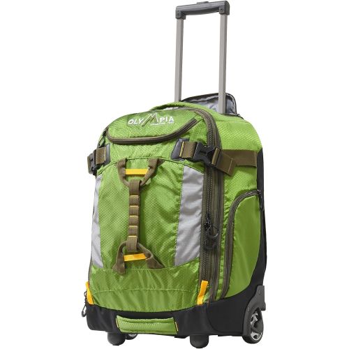  Olympia Cascade 20 Outdoor Upright Carry-on W/Hideaway Backpack Straps, Green