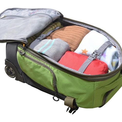  Olympia Cascade 20 Outdoor Upright Carry-on W/Hideaway Backpack Straps, Green