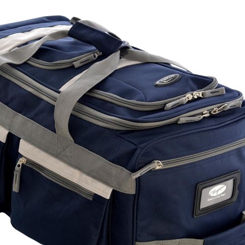  Olympia Luggage 29 8 Pocket Rolling Duffel Bag (Navy w/ Black - Exclusive Color)