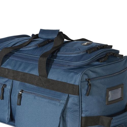  Olympia Luggage 29 8 Pocket Rolling Duffel Bag (Navy w/ Black - Exclusive Color)