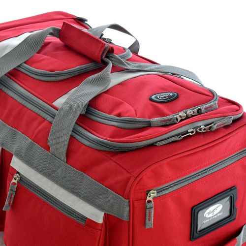  Olympia Luggage 29 8 Pocket Rolling Duffel Bag, Red, One Size